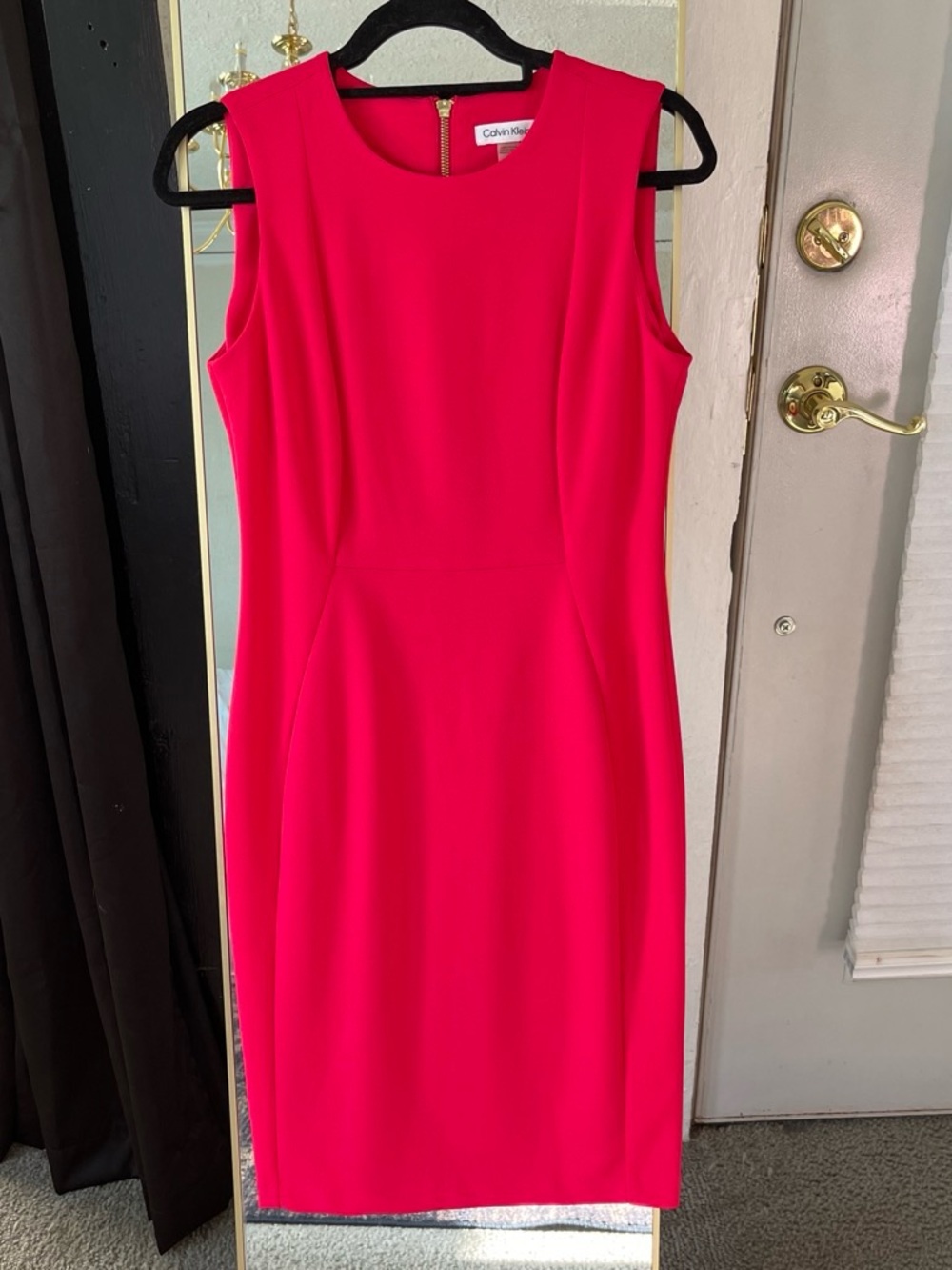 Calvin Klein Sleeveless Sheath Dress in Hot Pink